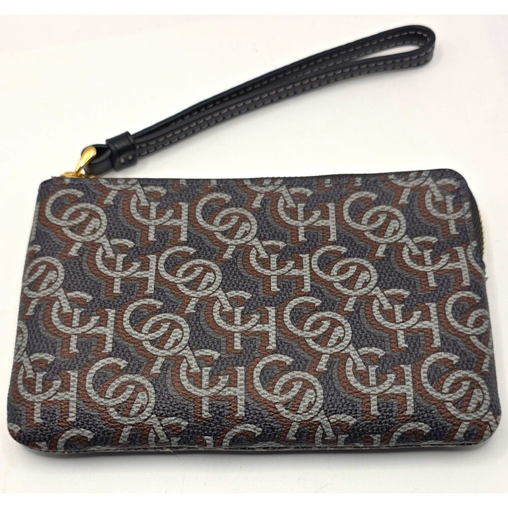 Coach Zip-Around Wristlet Wallet w/ Wrist Strap, Women’s Brown/Black